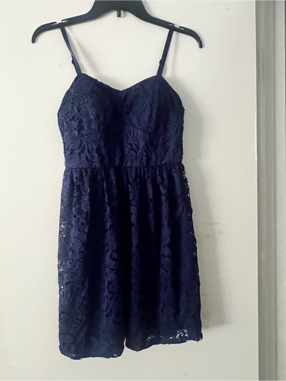 Lily Star Navy Lace Spaghetti-Strap Mini Dress